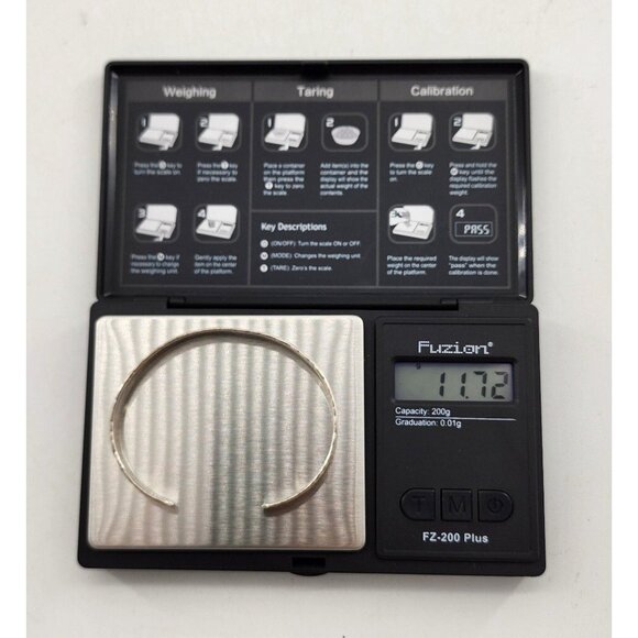 Vintage Parker Sterling Silver Cuff Bangle Bracelet Hammered Finish - Picture 8 of 8